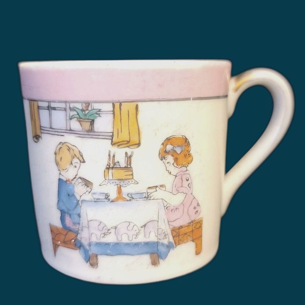Noritake Childs Mug‎ Boy Girl Celebrating Birthday Hand Painted No Saucer Japan